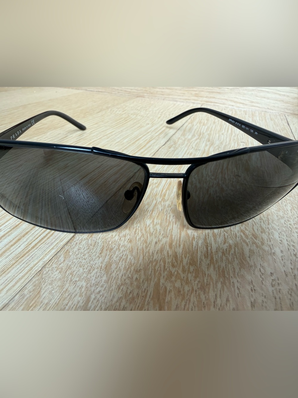 Authentic Prada Mens Black and Gold Rectangular Sunglasses - Picture 10 of 11